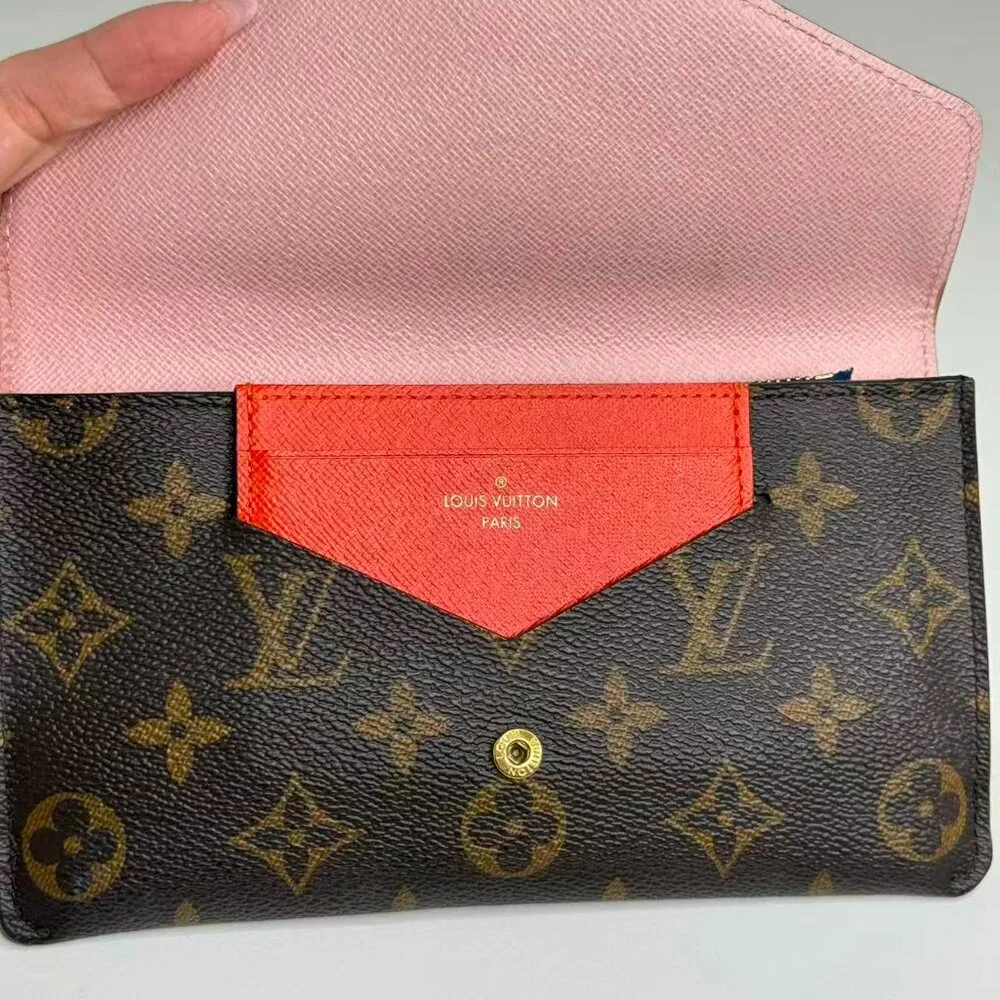 Louis Vuitton Monogram Canvas Wallet with Blue & Orange Accessories